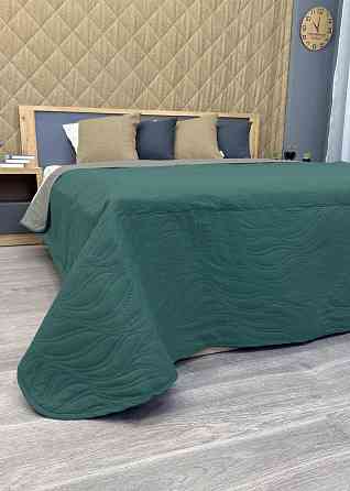 Покривало двостороннє Decorator Microfiber листя 210х215 см зелений з сірим (85-197) Київ