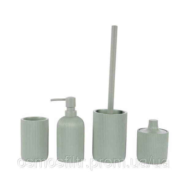 Гарнітур для WC Axentia Samos м'ятний полігума щітка нерж  Ø 9,5 см Н 37,5 см (136191) Київ - фото 4