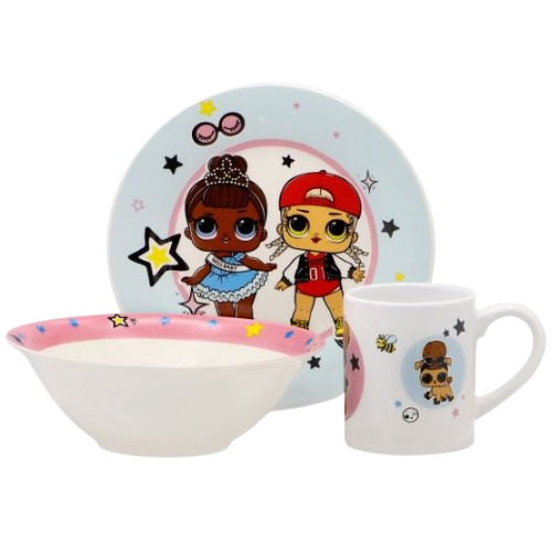 Набір дитячого посуду Лялька Лол 3 пр.:(тарілка/миска/чашка) порцеляна TO-17 Interos Житомир - изображение 2