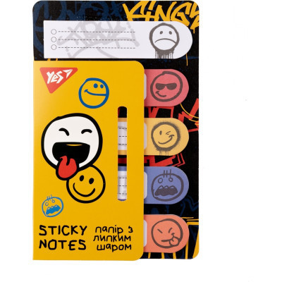 Папір для нотаток Yes із липким шаром Melt Smile у наборі 100 аркушів (5 х 20) (170393) Вінниця - фото 1