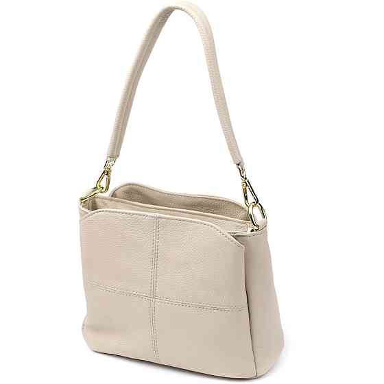 Жіноча шкіряна сумка з трьома секціями Білий (Vintage) Київ