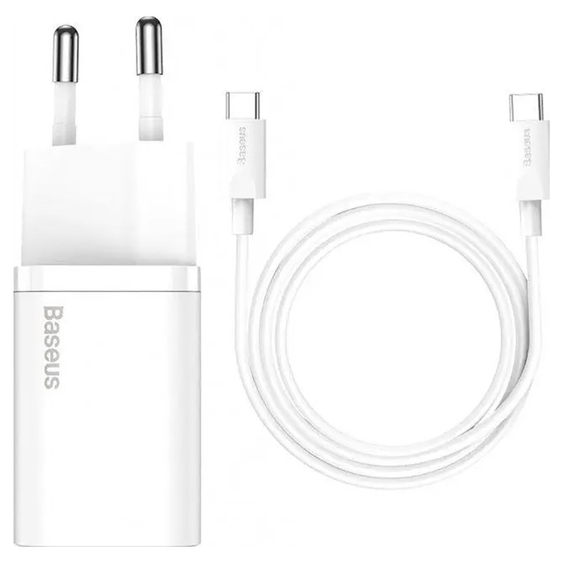 Сетевое зарядное устройство Baseus Super Silicone PD Charger 25W Cable Type-C to Type-C 3A (1m) белый Львов - изображение 2