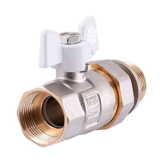 Кран шаровый прямой с американкой Q PROFESSIONAL QP003 PN40 3/4″ антипротечка, Белая бабочка Киев