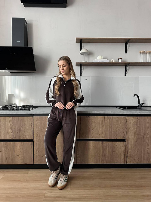 Женский стильный повседневный костюм двойка из велюра Шоколад, 42/44 Одесса - изображение 8