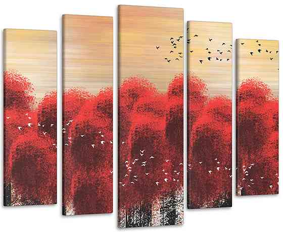 Модульна картина у вітальню / спальню Абстракція Дерева червоні Art-445_5 ( 80х118см ) Київ
