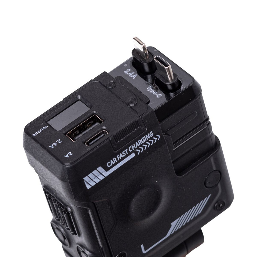 Автомобільний зарядний пристрій MECHA з висувними кабелями та портами USB/Type-C Чорний HP-A1B Коломыя - изображение 1