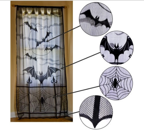 Декор для Хелловін штора Кажани 1 штука 213 на 116 см чорний Київ - фото 9