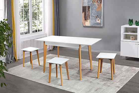 Стіл Міраж (980+32)/68 ніжки натур/столешня біла Киев