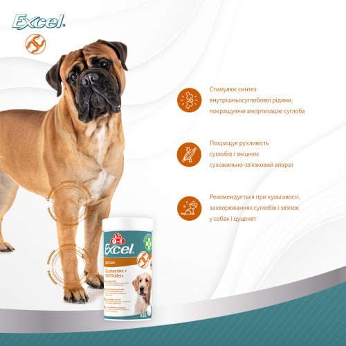 Вітаміни 8in1 Excel Glucosamine + MSM для цуценят та дорослих собак для суглобів 55 шт Київ - фото 10