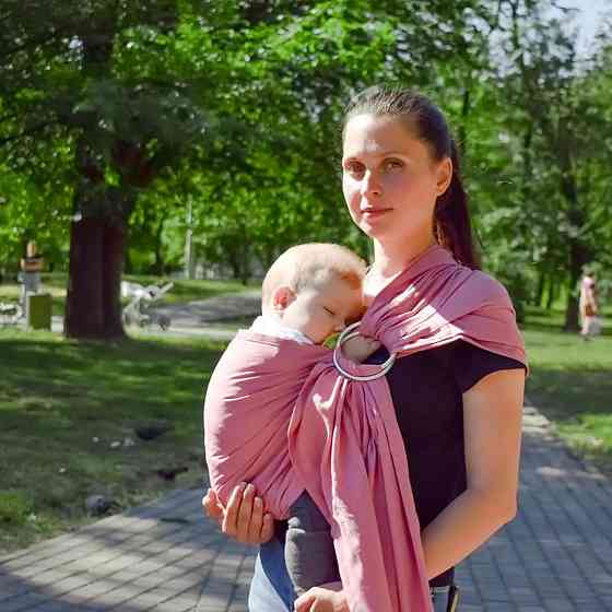 Слінг з кільцями для новонароджених малюків з народження до 36 місяців Coolbabka Рожевий Кривий Ріг