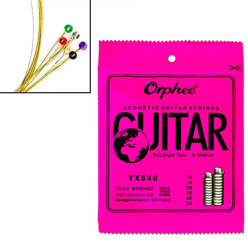 Струны для акустической гитары Orphee TX640 6шт 12-53