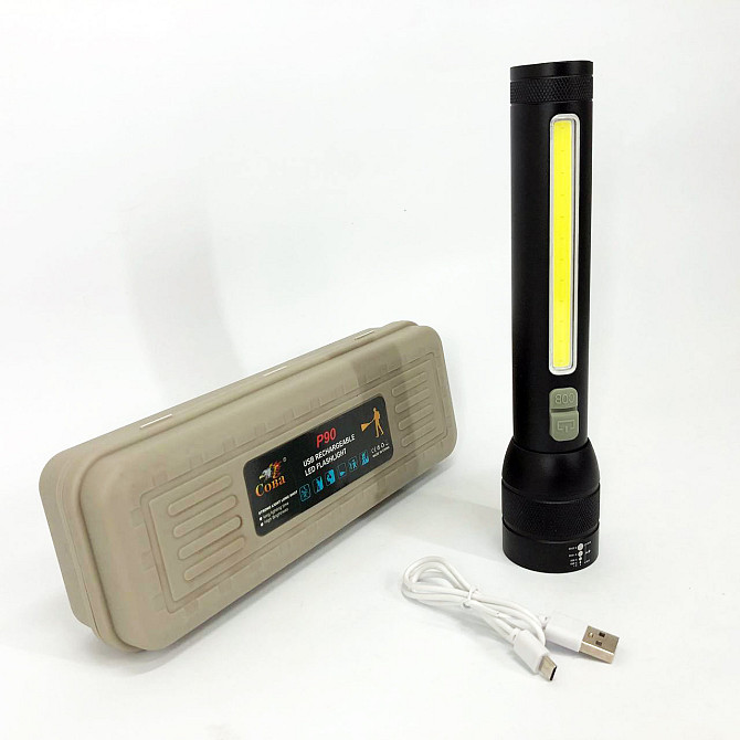 Портативный LED фонарь на батарее CB-C23-P90+COB, Усиленный ручной фонарик, Мощные фонарики CQ-59 Львов - изображение 3