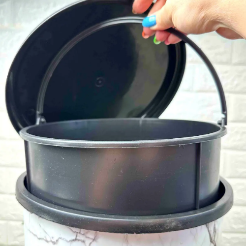 Відро для сміття 17л з педаллю пластик з малюнком білий мармур ELIF Житомир - фото 5