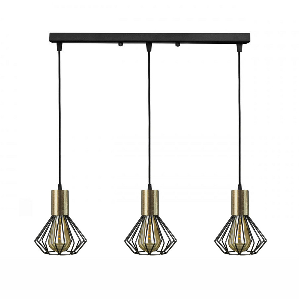 Подвесной светильник лофт 3-Е27 Diadem NL 2215-3 BK+BN Киев - изображение 1