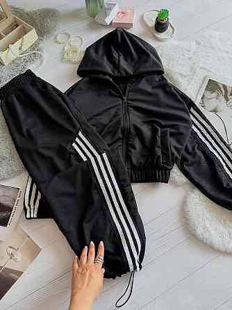 Жіночий стильний повсякденний костюм-двійка якісна двонитка Чорний, 46/48 Одеса