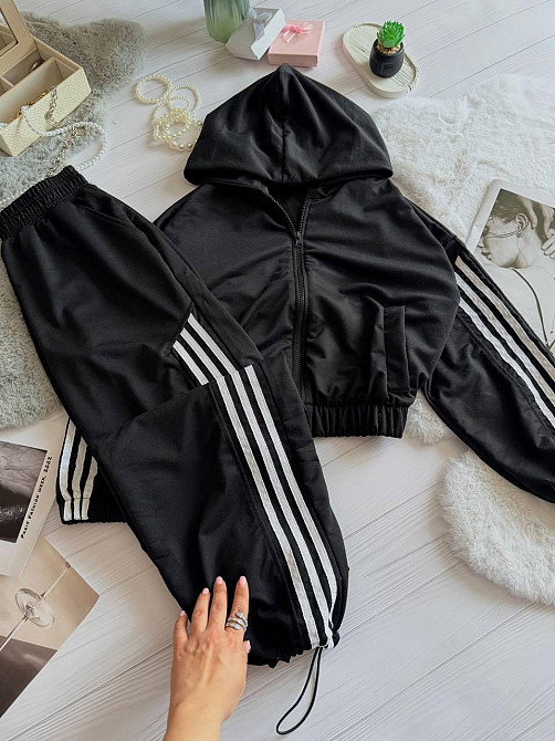 Жіночий стильний повсякденний костюм-двійка якісна двонитка Чорний, 46/48 Одеса - фото 5