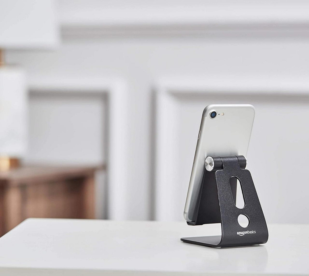 Підставка для телефона Amazon Basics Adjustable Mobile Phone Stand чорна регульована складна алюмінієва з гумовими накладками Київ - фото 2