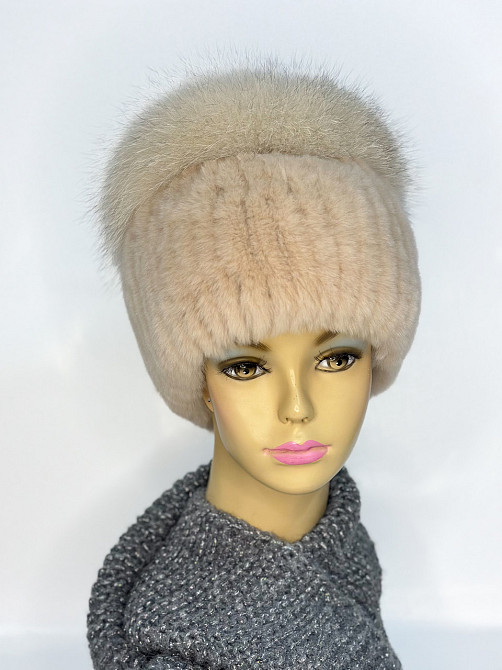 Меховая шапка женская кубанка Анжелика Молочный Харьков - изображение 1