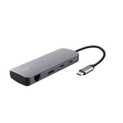 Концентратор Trust USB-C 8-in1 1xUSB-А 3.2/USB-A 2.0/2xUSB-С/HDMI/Ehernet/SD/microSD aluminium 0.15m grey (25672_TRUST) Винница