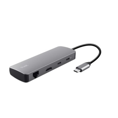 Концентратор Trust USB-C 8-in1 1xUSB-А 3.2/USB-A 2.0/2xUSB-С/HDMI/Ehernet/SD/microSD aluminium 0.15m grey (25672_TRUST) Винница - изображение 5