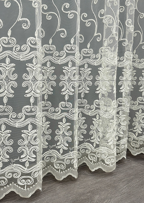 Тюль VR-Textil 1854т Фатин с вышивкой Корд Молочный 300х270 см (40-208) Киев - изображение 7