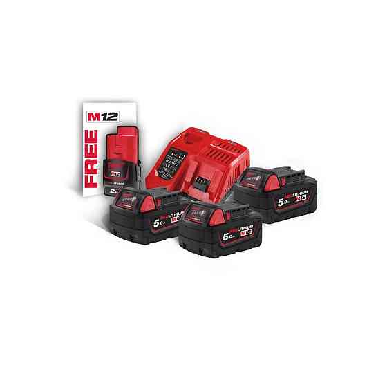 Энергокомплект Li-Ion MILWAUKEE, M18 NRG-503 (зарядное устройство M12-18FC, 3 аккумулятора M18 В5 5Аг) + подарок аккумулятор M12 B Одесса