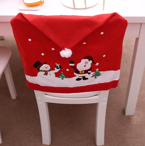 Новорічний чохол на стілець з малюнком 1 штука 56 на 46 см різнобарвний Київ - фото 1