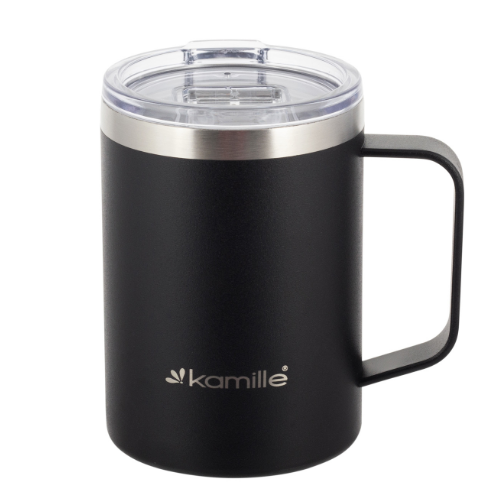 Термочашка 360мл з покриттям "soft-touch" нержавіюча сталь чорний KAMILLE 2159 Житомир - фото 2