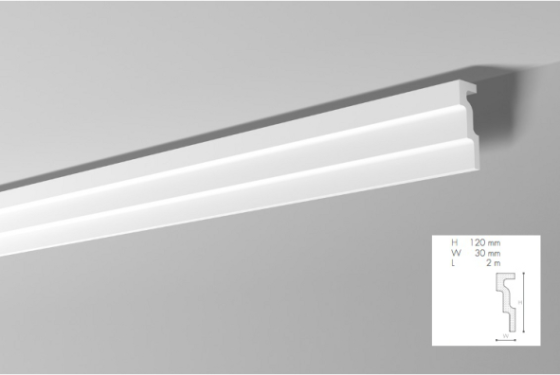 Карниз(плинтус) потолочный гладкий NMC , M 1  120х30x2000мм Днепр