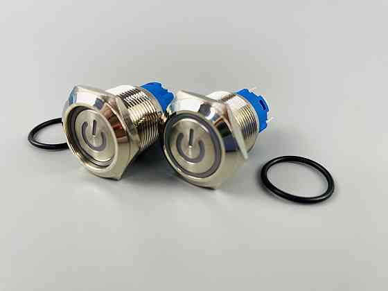 Кнопка OFF-ON (з фіксацією), з червоною led-підсвіткою 12-24 V, 19 мм — діаметр, 5 ніжок Мукачево