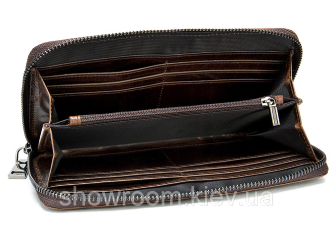 Чоловічий шкіряний гаманець на блискавці Leather Collection (9077) Київ - photo 4