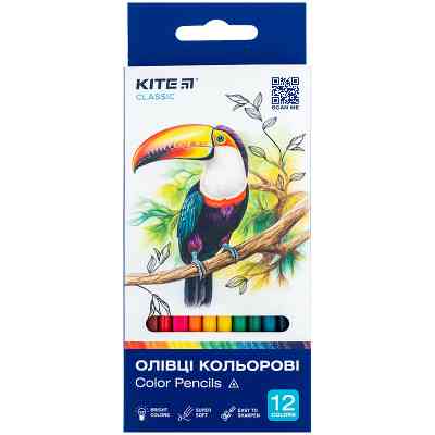 Карандаши цветные Kite Classic тригранні, 12 кольорів (K-053) Винница