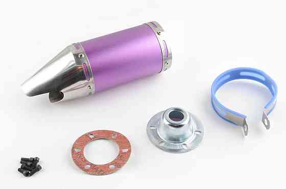 Глушитель (тюнинг) 170*10 см, креп. Ø78mm (нержавейка, короткий, фиолетовый, прямоток, mod:4) Мукачево