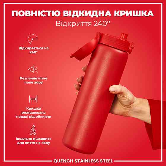 Спортивна пляшка для води питна пляшка для спорту Термопляшка спортивна Червона ION8 1200ml Київ