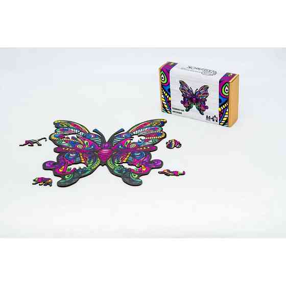 Фігурний дерев'яний пазл A4 Барвистий Метелик PuzA4-01723, 60 деталей Вінниця