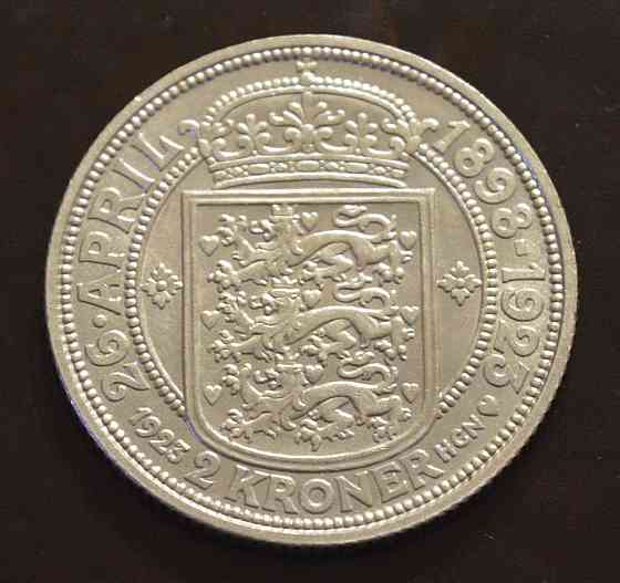 Дания 2 кроны 1923 г (Серебро) 1 Полтава