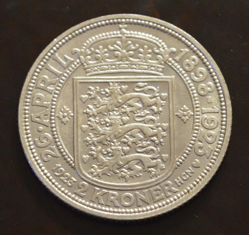 Дания 2 кроны 1923 г (Серебро) 1 Полтава - изображение 1