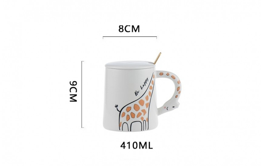 Кружка детская с ручкой Жираф в комплекте с ложкой и крышкой 410 мл Винница - изображение 2