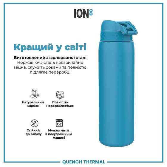 Пляшка для води металева вакуумна ION8 920 мл. Vacuum Insulated, Blue Каменское