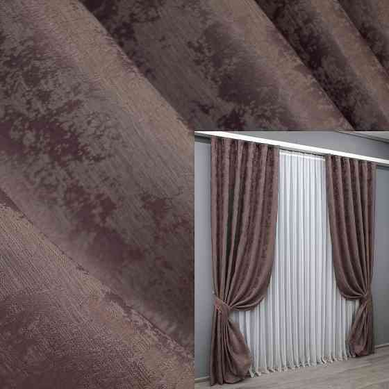 Комплект готовых штор VR-Textil Жаккард Sultan XO № 1681ш Бурый 150х270 см 2 шт (33-0561) Киев