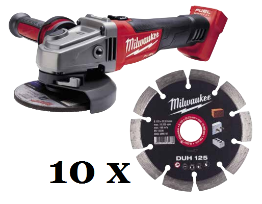 Шлифмашина угловая аккумуляторная MILWAUKEE, M18 CAG125X-0, диаметр 125мм + Диск алмазный MILWAUKEE DUH 125, диаметр 125мм (10шт) Одесса - изображение 1