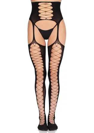 Колготки Leg Avenue Stockings with Attached Garter Belt One Size Black Львов