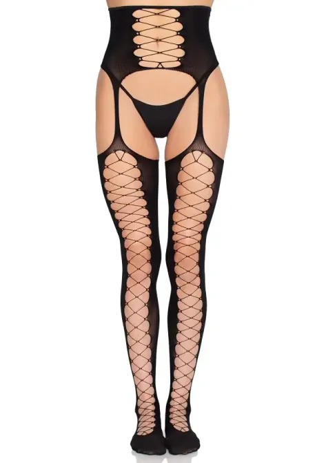Колготки Leg Avenue Stockings with Attached Garter Belt One Size Black Львов - изображение 4