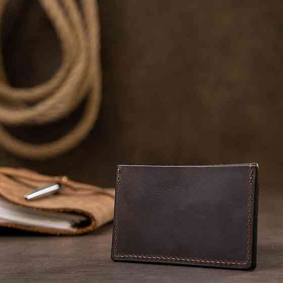 Шкіряний матовий картхолдер GRANDE PELLE 11526 Коричневий Київ