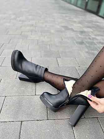 Valiente Черевики жіночі VALIENTE Бьорк чорні натуральна шкіра зима каблук 12см (4054) Коломыя