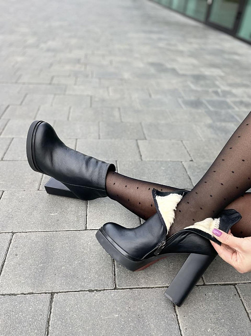 Valiente Черевики жіночі VALIENTE Бьорк чорні натуральна шкіра зима каблук 12см (4054) Коломыя - изображение 2