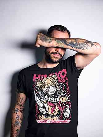 Футболка з аніме принтом Моя геройська академія оверсайз (S/M/L) Чорний AnimeJ0363 Дніпро