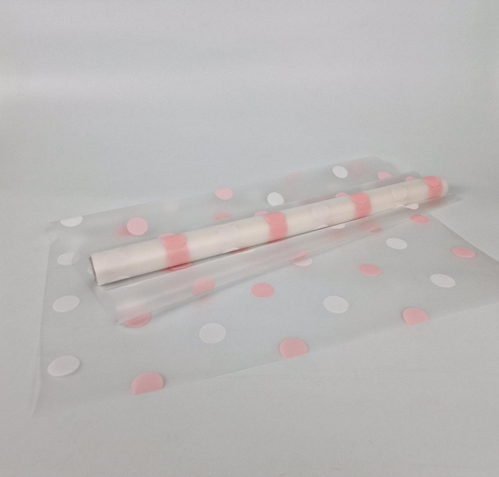 Рулон 10 м тонований матовий з рис. "Горох Великий" (57) плівка для квітів (h600) No 4 Рожеві (1 шт.) Харків - фото 1