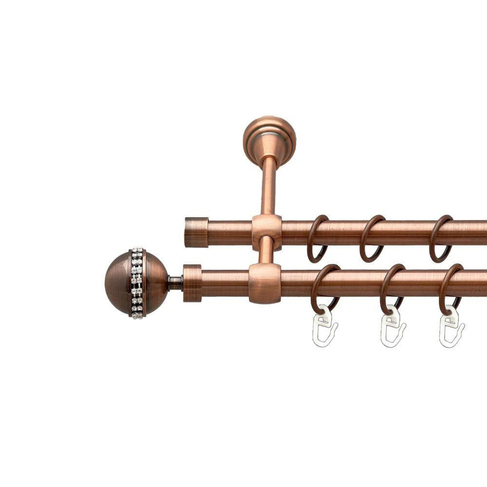 Карниз Orvit Авея металевий дворядний литий гладка труба кільце металеве Мідь 16\16 мм 120 см (00-00019489) Львів - фото 1