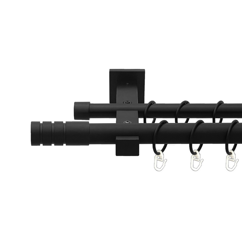 Карниз Orvit Модуло металевий дворядний техно гладка труба кільце металеве Чорний Оксамит 25\19 мм 160 см Львов - изображение 1